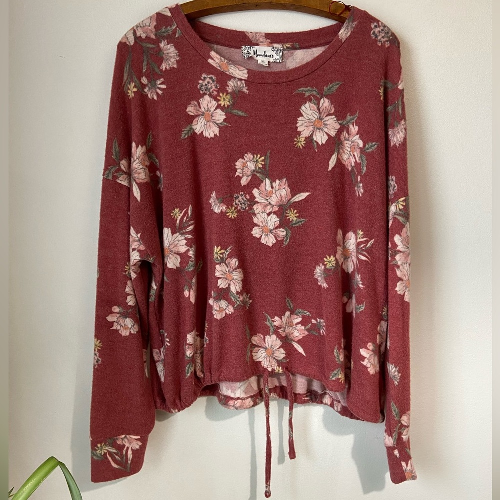 4/$15 Moondance  Maroon Floral Top XL